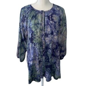 CABI Women’s Woodstock Tye Dye Casual Button Down‎ Top Size Medium
